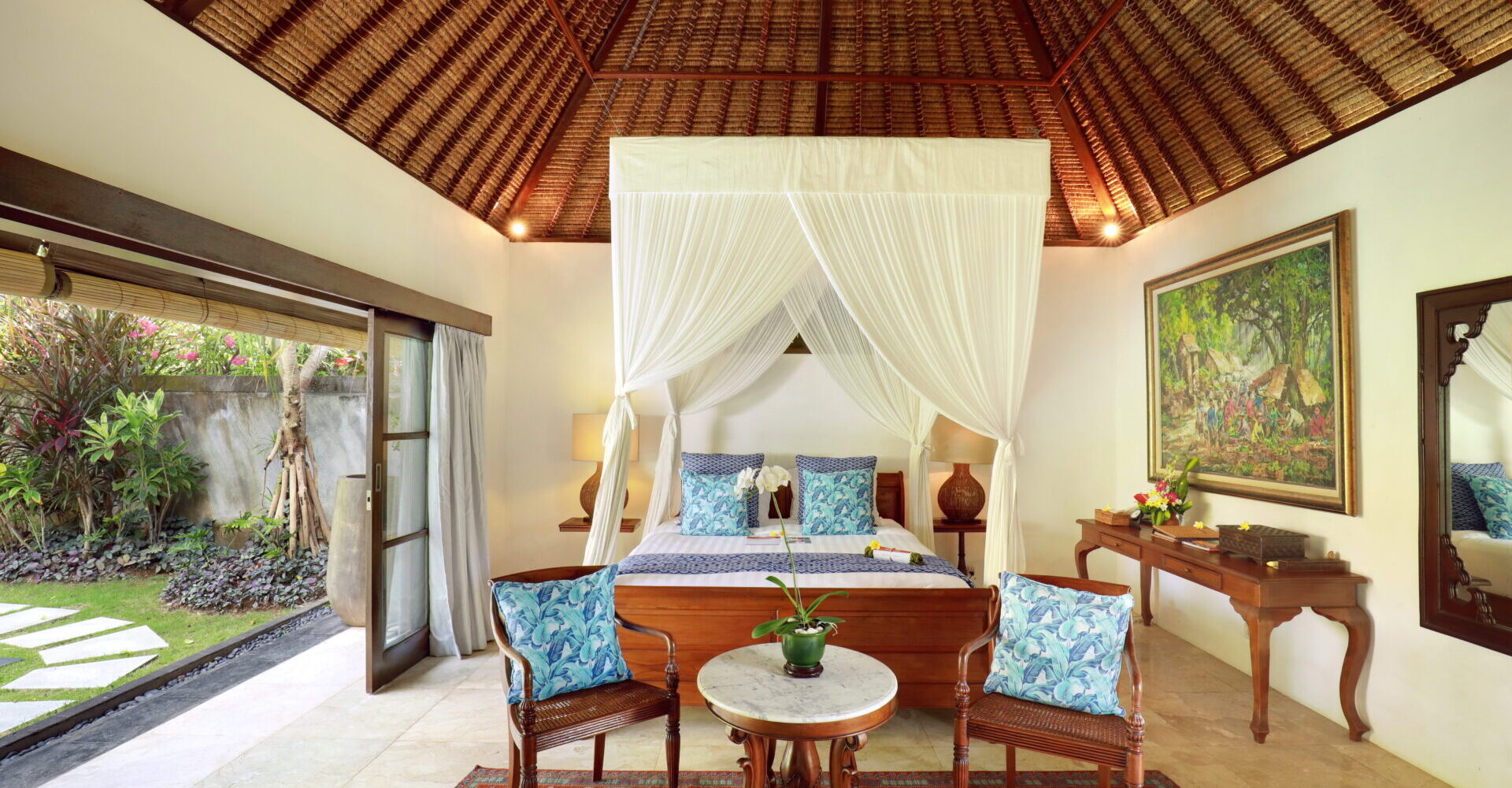 Sitting and bedding area in one of our Luxury Villas at Sukavati Bali.