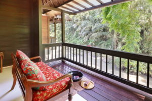 Riverside viewing deck at Sukhavati Ayurvedic Wellness Retreat Bali